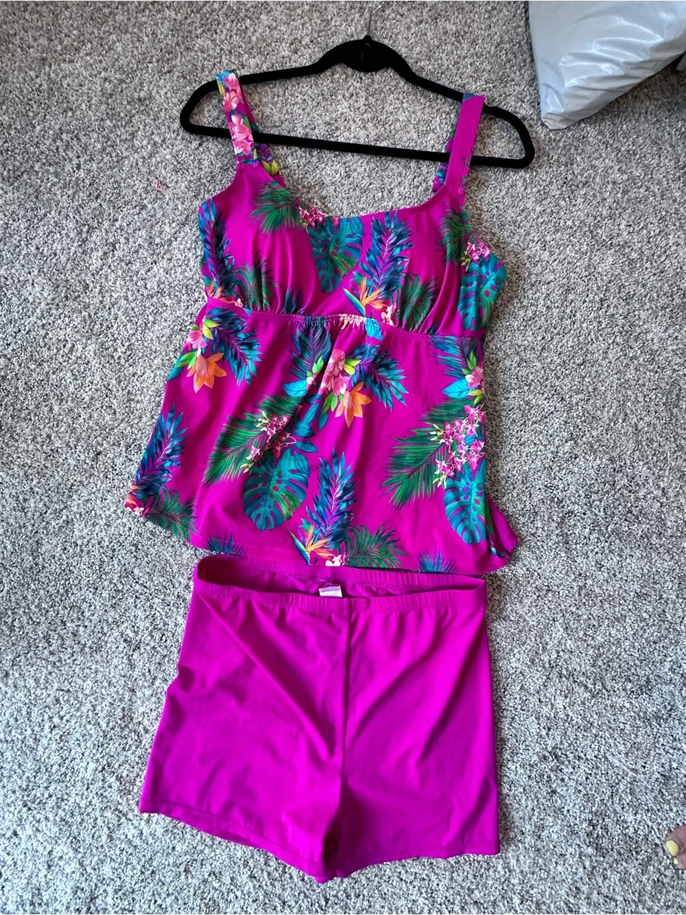 Kim gravel swim bundle Vibrant Tropical Magenta. Top ,swim short and cover up